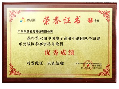 優(yōu)秀成績(jī)證書(shū)-東晟唇形密封圈